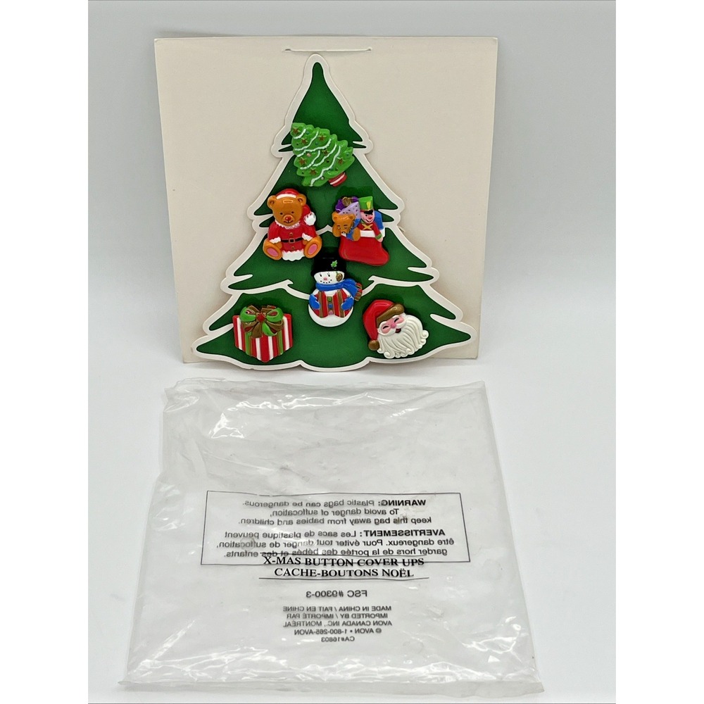 Vintage Avon Christmas Themed Novelty Button Covers Set Of 6 w/original Package